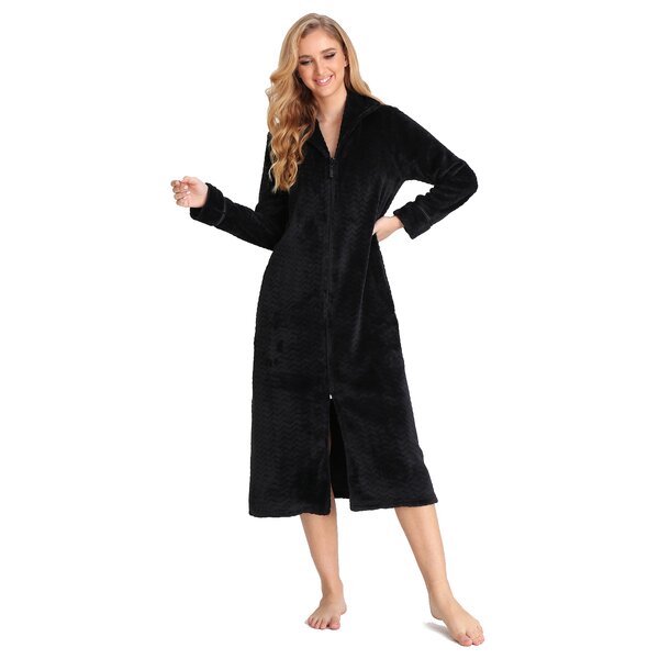 Alwyn Home Lakeville Fleece Woman Mid Calf Bathrobe With Pockets